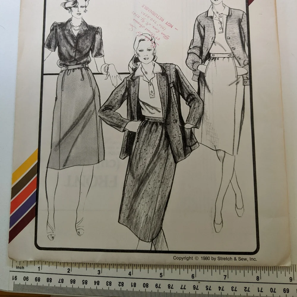 Vintage 1980 Stretch & Sew Skirt #438 Pocket closure skirt- Knit Fabric Pattern